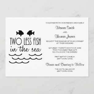 Zwei weniger Fische im Meer Hochzeit Einladung