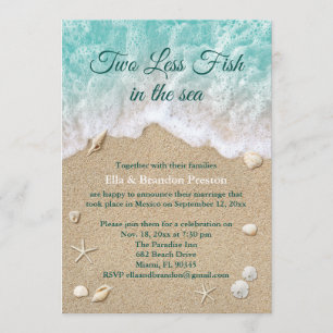 Zwei weniger Fische im Meer nach der Hochzeit Einladung