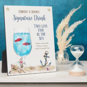 Zwei weniger Fische im Meer Signature Drink-Zeiche Fotoplatte
