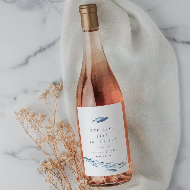 Zwei weniger Fische im Meer Weinetikett (Von Creator hochgeladen)