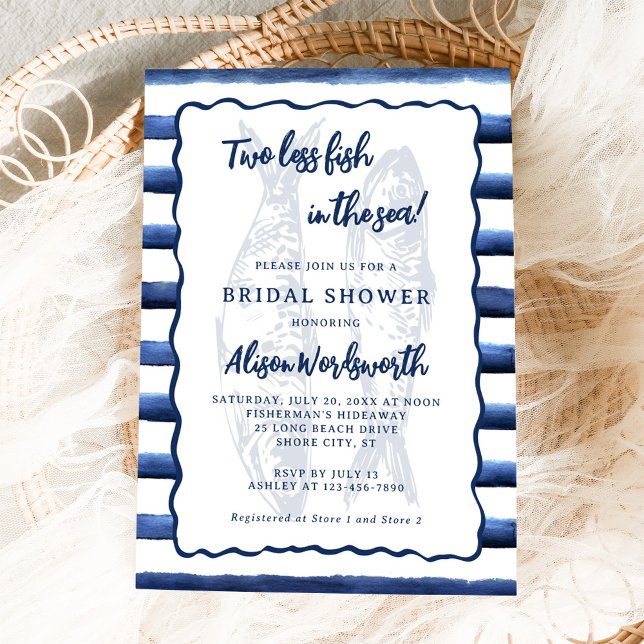 Zwei weniger Fische im nautischen Brautparty Einladung (Von Creator hochgeladen)