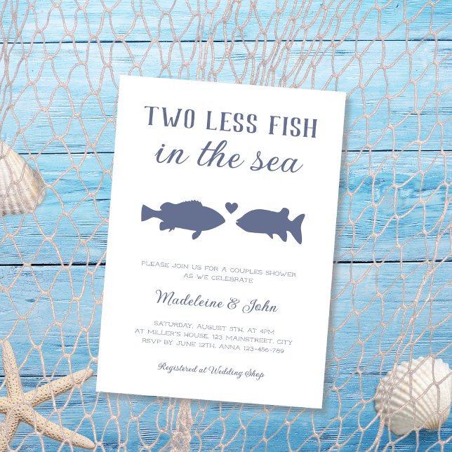 Zwei weniger Fische in der Dusche von Paaren im Me Einladung (Two Less Fish In The Sea Couples Shower Invitation)