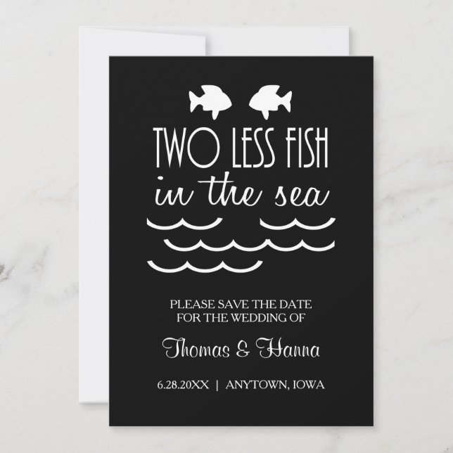 Zwei weniger Fische Save the Date im Meer (Vorderseite)