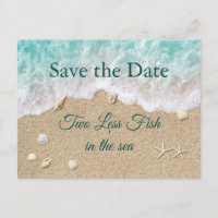Zwei weniger Fische Save the Date im Meer