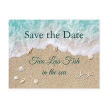 Zwei weniger Fische Save the Date im Meer