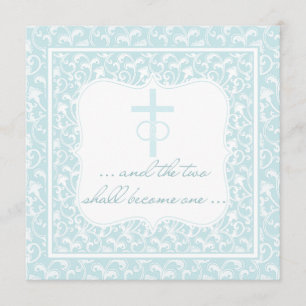 Zwei werden eine Christliche Hochzeit Aqua Blue Einladung