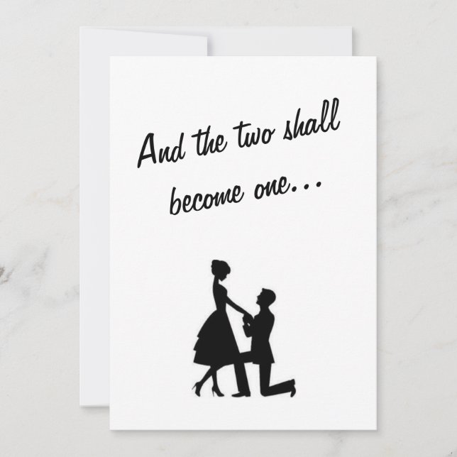 Zwei werden eine Schwarzweiss-Einladung Einladung (Vorderseite)