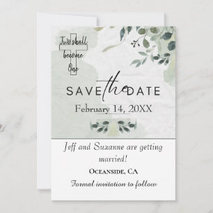 Zwei werden Eins Florale Christliche Hochzeit Save The Date