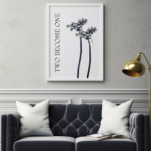 Zwei werden Eins Florale Hochzeit  Poster