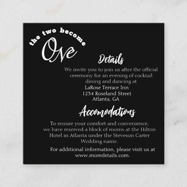 Zwei werden schwarz begleitkarte (Vorderseite)