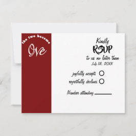 Zwei werden zu einer Burgundy & White Wedding RSVP Karte