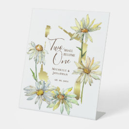 Zwei werden zu einer täglichen Goldrahmen-Hochzeit Sockelschild