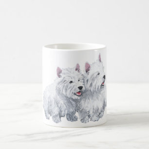 Zwei West Highland White Terriers Tasse