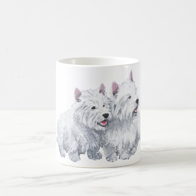 Zwei West Highland White Terriers Tasse (Mittel)