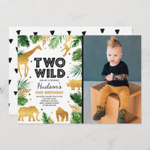 Zwei Wild-2. Geburtstag-Party Safari Animals Party Einladung