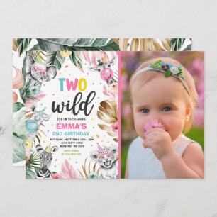 Zwei Wild Birthday Gold Safari Dschungeltiere Part Einladung