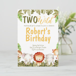 Zwei wild lebende Safari Tiere 2. Geburtstag Einla Einladung
