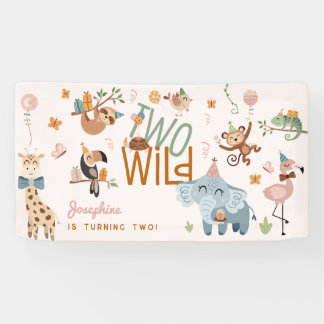 Zwei wild lebende Safari-Tiere Kindergeburtstag Pa Banner