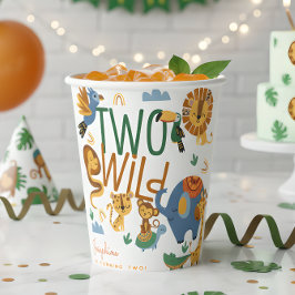 Zwei wild lebende Safari-Tiere Kindergeburtstag Pa Pappbecher