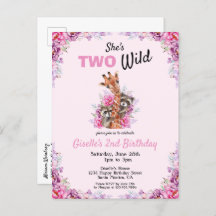 Zwei Wild Pink Safari Giraffe Floral Geburtstagspa