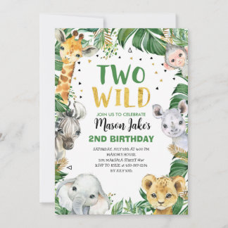 ZWEI WILD Safari Jungle Animes 2. Geburtstag Einladung