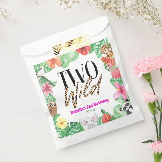 Zwei Wild Tropical Animal 2. Geburtstag Party Geschenktütchen (Versiegelt)
