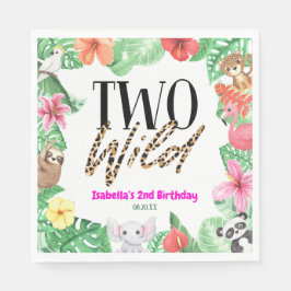 Zwei Wild Tropical Animal 2. Geburtstag Party Serviette