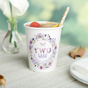 Zwei Wildblumen-Party-Cups zum zweiten Geburtstag Pappbecher