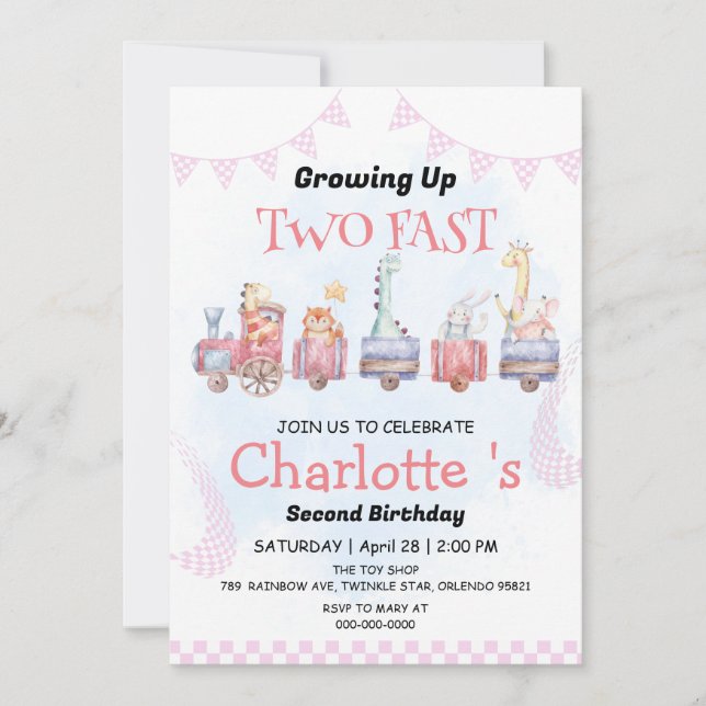 Zwei Wilddschungelwale Race 2. Geburtstag Party Einladung (Vorderseite)