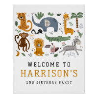 Zwei wilde 2. Geburtstag Safari Tiere Kinder Willk