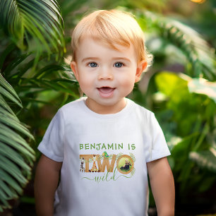 Zwei Wilde 2. Geburtstag Tropische Jungle Safari F Baby T-shirt