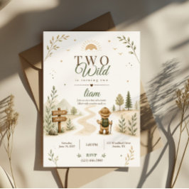 Zwei wilde Boho-Entdecker-Geburtstagsdesign Einladung