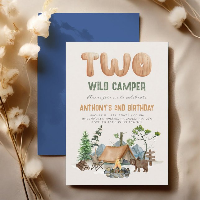 Zwei wilde Camper Wald 2. Geburtstag Einladung (Von Creator hochgeladen)