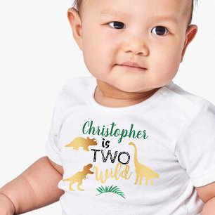Zwei wilde Dinosaurier-Jungs 2. Geburtstag Kleinkind T-shirt