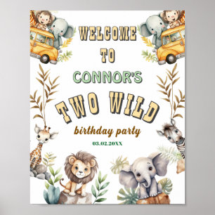 Zwei Wilde Dschungel erste Geburtstagsparty Begrüß Poster