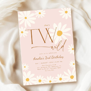 ZWEI Wilde Gänseblümchen Floral 2. Geburtstag Einladung