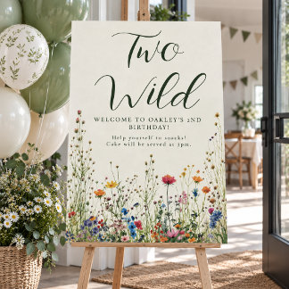 Zwei wilde Geburtstag - Boho Cream Wildblumenposte Poster
