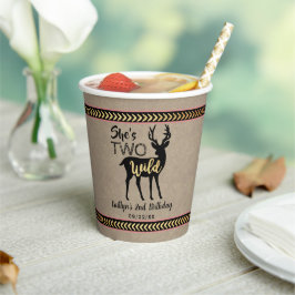 Zwei wilde Girls Woodland Deer 2. Geburtstag Pappbecher