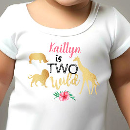 Zwei wilde Jungle Safari Girls 2. Geburtstag Kleinkind T-shirt