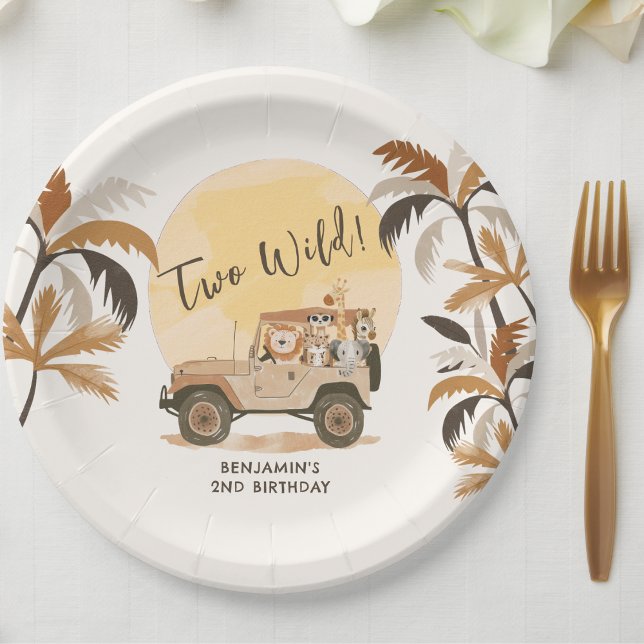 Zwei wilde Jungle Tiere 2. Geburtstag Pappteller (Von Creator hochgeladen)