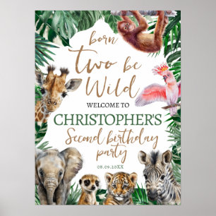 Zwei wilde Jungler Kinder 2. Geburtstag Party Will Poster