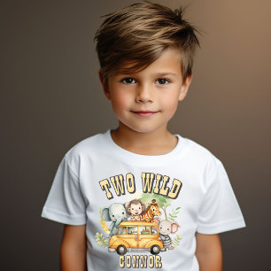 Zwei wilde Jungs Geburtstags-Safari-Tiere Kleinkind T-shirt