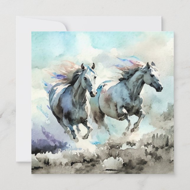 Zwei wilde Mustangs Rennen gegen den Wind (Vorderseite)