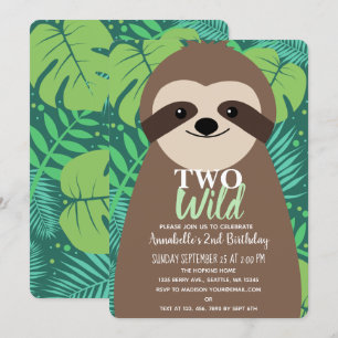 Zwei wilde, Niedliche Sloth Kids zum zweiten Gebur Einladung