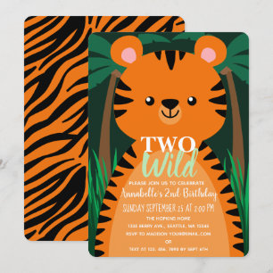 Zwei wilde Niedliche Tiger-Kinder am zweiten Gebur Einladung