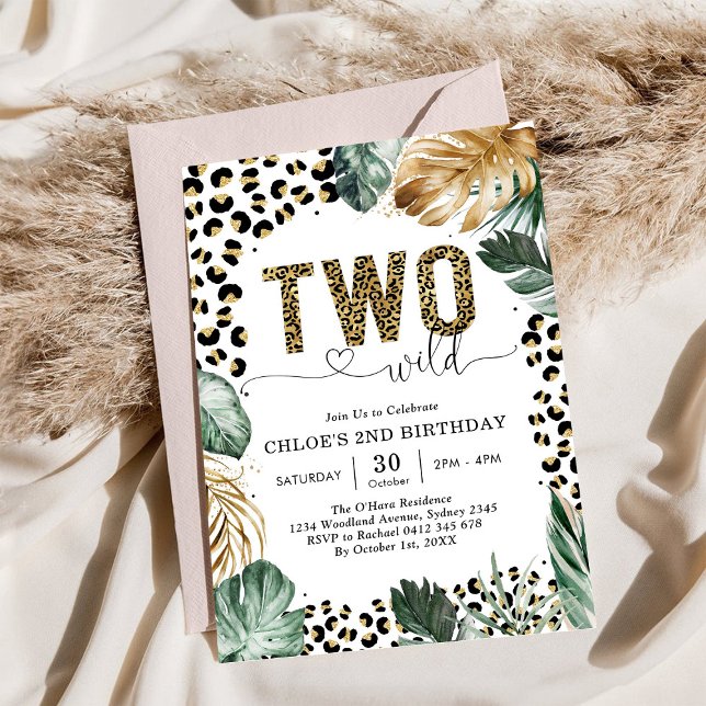 Zwei wilde Partytier Leoparden 2. Geburtstag Einladung (Von Creator hochgeladen)