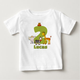 Zwei wilde Safari-Tiere 2. Geburtstag Benutzerdefi Baby T-shirt