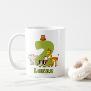 Zwei wilde Safari-Tiere 2. Geburtstag Benutzerdefi Kaffeetasse