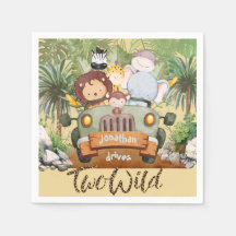 Zwei wilde Safari-Tiere fahren Auto 2. Geburtstag 