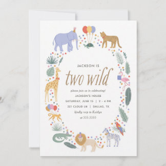 Zwei wilde Safari-Tiere zum 2. Geburtstag Einladung